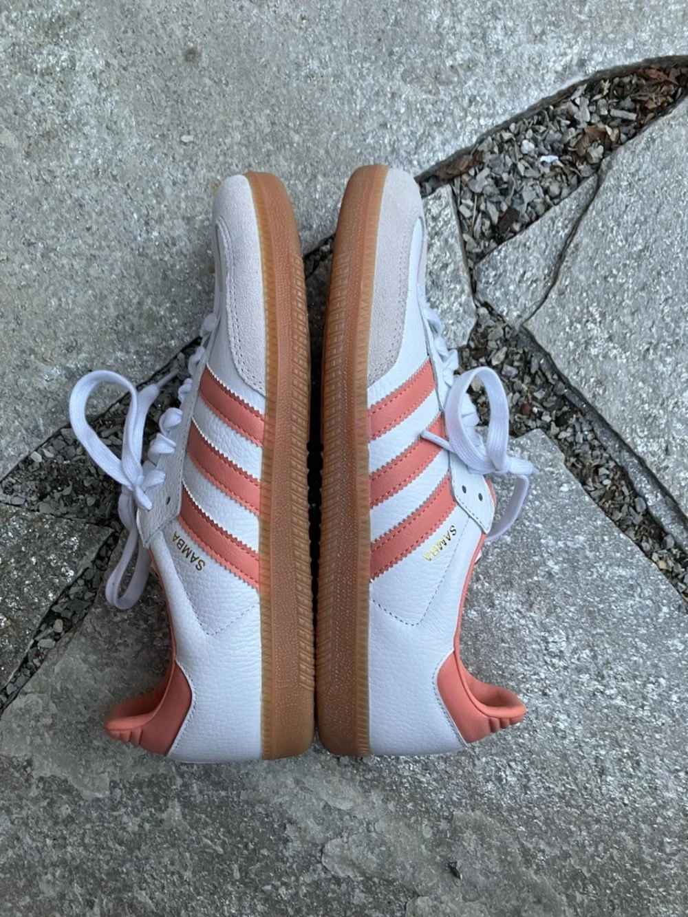 Adidas Samba Leather Sneakers in White & Coral - Picture 5 of 16